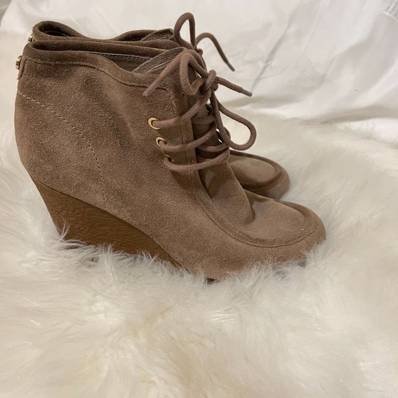 Michael Kors Tan Suede Rory Wedge Bootie, Size 7 - Picture 5 of 14